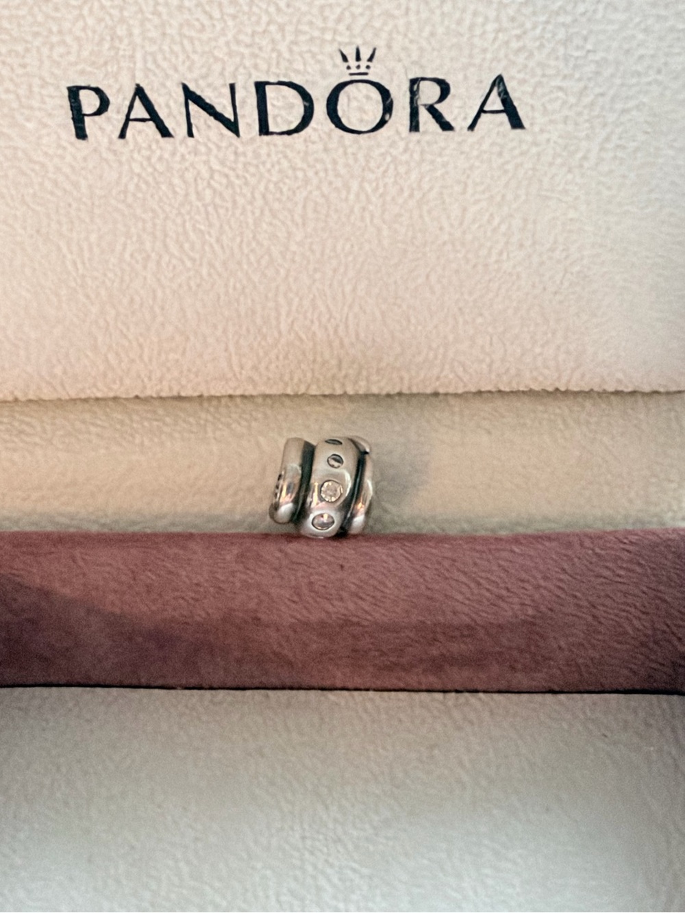 Pandora silver charm with cubic zirconia